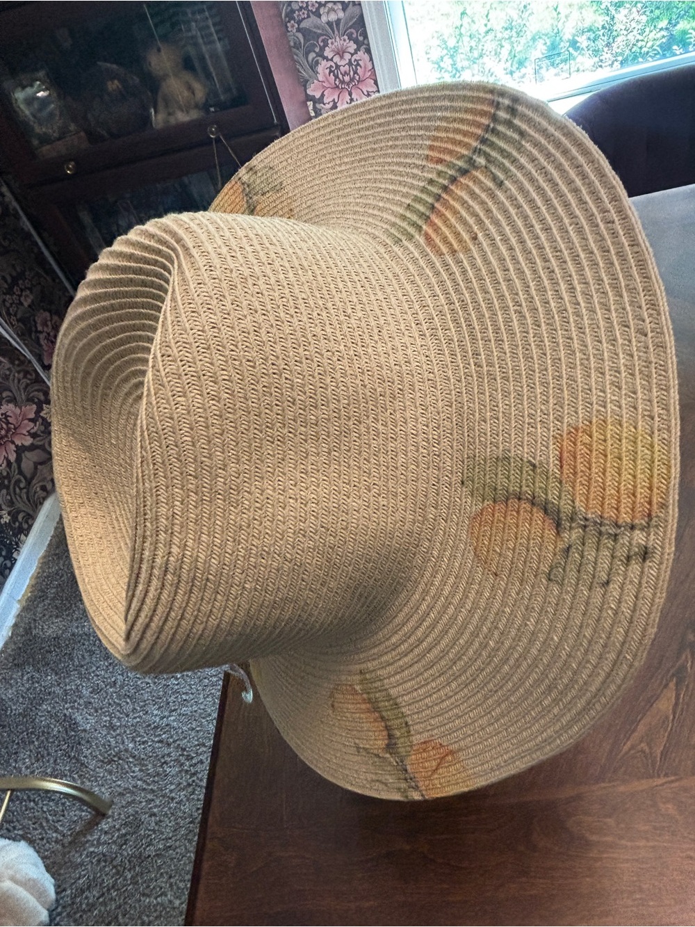 NWT Vince Camuto Beige Straw Wide Brim Hat with Lemon Accents